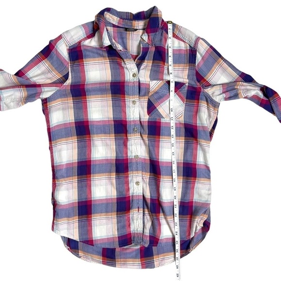 Eddie Bauer Rustic Plaid Pink Purple Orange Cozy Plaid Flannel Shirt Size Medium - Picture 12 of 13